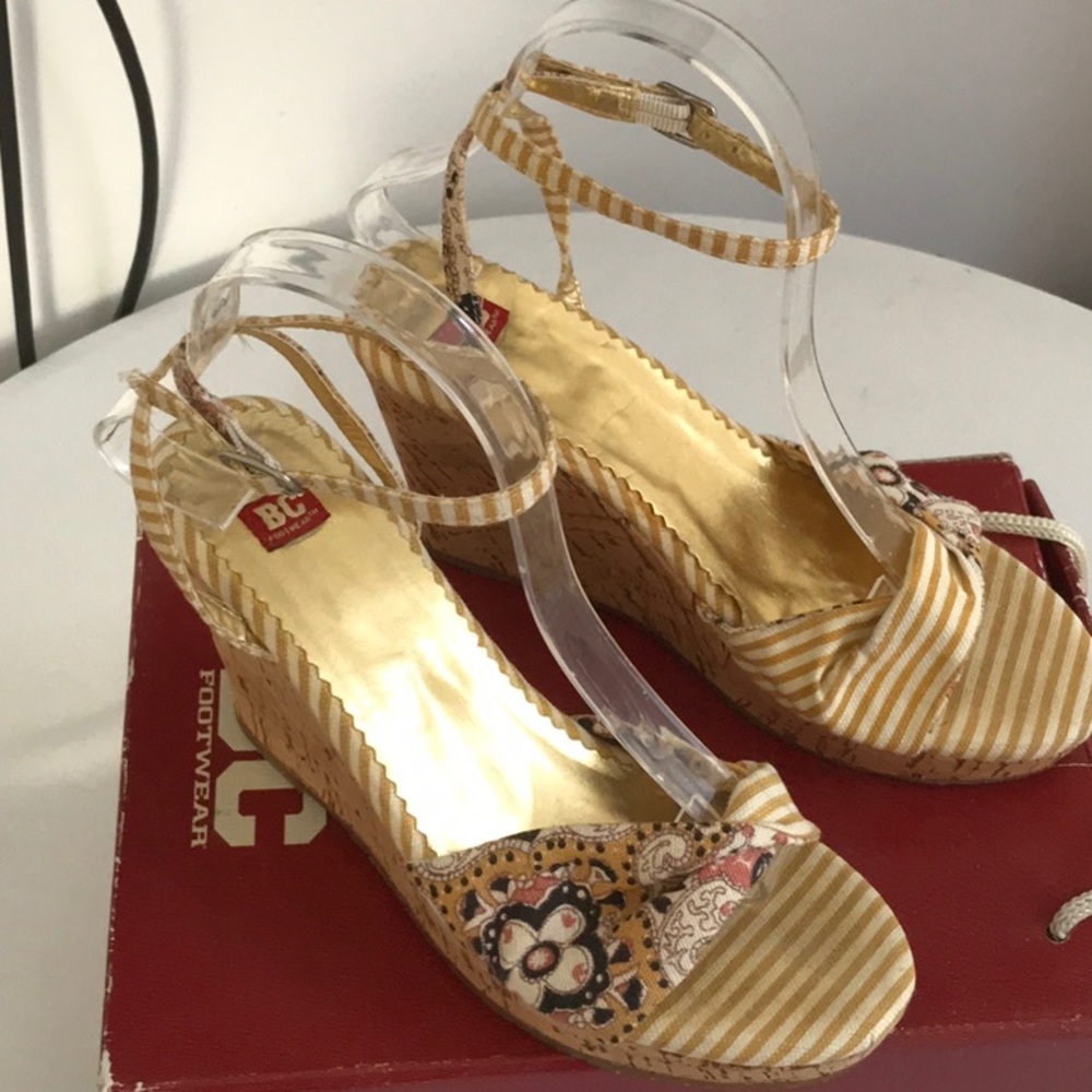 BC FOOTWEAR Cork Wedge Ankle Strap Sandals